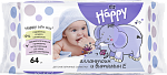Салфетки влажные для детей bella baby Happy, с витамином E, 64шт.  