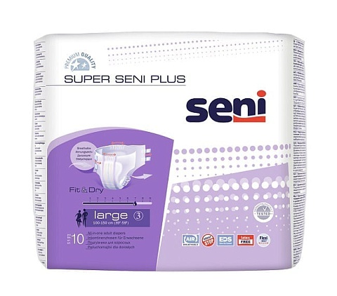 Подгузники для взрослых Super Seni Plus Large 10 шт. (100-150 см)