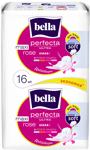 Прокладки женские bella Perfecta Maxi Rose Deo Fresh, 16 шт.